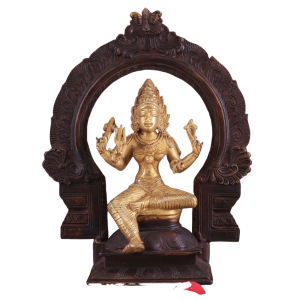 Pure Brass Goddess Mariamman with Prabhavali - 9" | Dual Copper Tone | Divine Rain & Fertility Deity | Intricate Craftsmanship | Compact Altar Decor